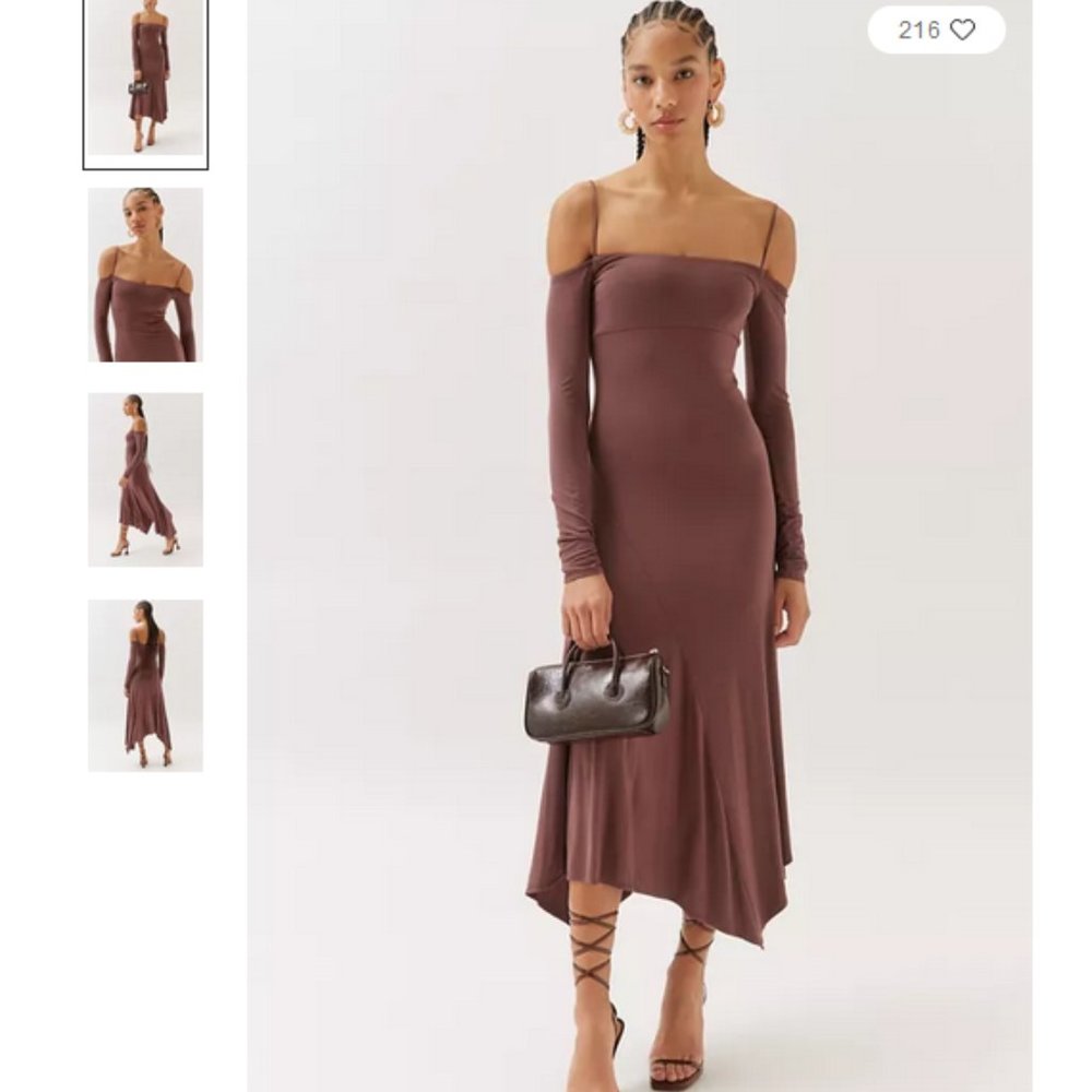 UO Parker Cold-Shoulder Midi Dress